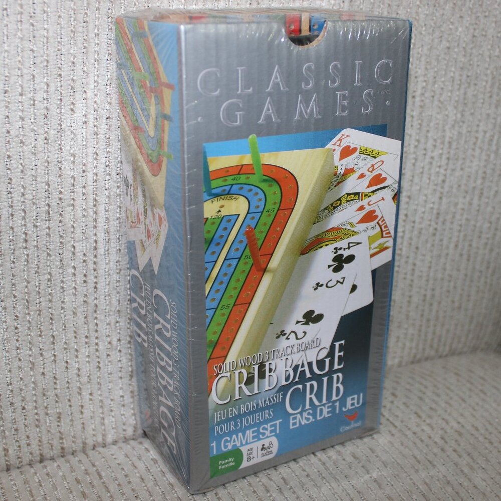 3/$55❤️Solid Wood Deluxe Cribbage Set 3 Track Folding Board with Playing Cards